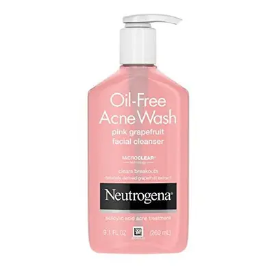 Neutrogena Oil-Free Salicylic Acid Pink Grapefruit Pore Cleansing Acne Wash and Facial Cleanser 