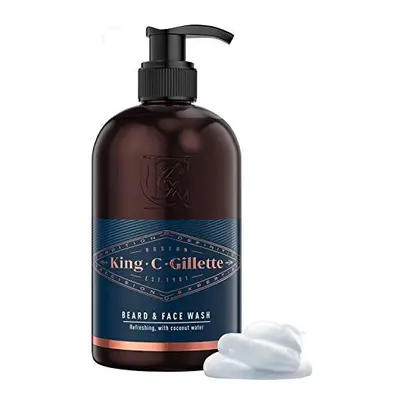 King C Gillette Beard Grooming Shampoo & Face Wash for Men with Coconut Water, Argan Oil & Avoca