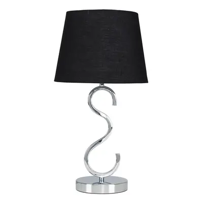 Modern Sleek Design Polished Chrome Touch Table Lamp with a Black Tapered Light Shade