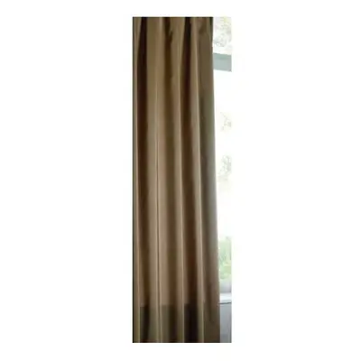 Catherine Lansfield x 54-inch Plain Faux Silk Eyelet Curtains, Latte