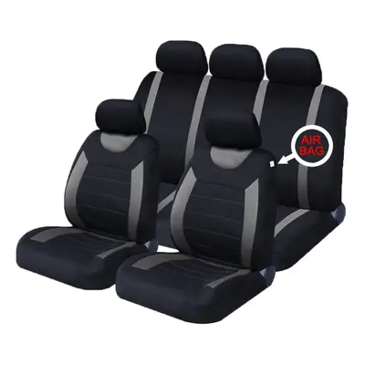 XtremeAuto Carnaby Grey/Black Universal Car Seat Covers Set