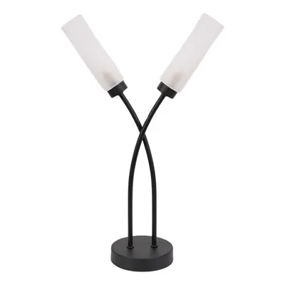 ValueLights Maya Black Way Curved Cross Over Reed Shaded Table Lamp