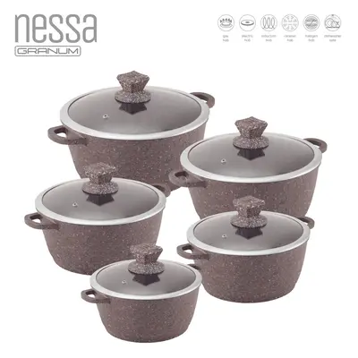 (Ghadeer - Brown) SQ Professional Nessa pc Non-Stick Stockpot Set