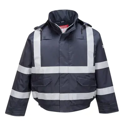 (M, Navy) Portwest Mens Bizflame Rain Bomber Jacket