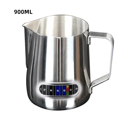 (a-900ML with Latte) Milk Frothing Pitchers with Integrated Thermometer Latte Art Jug Stainless 