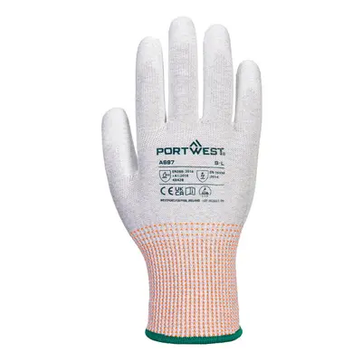 (10, Grey/White/Red) Portwest Unisex Adult A697 - LR13 PU Palm ESD Safety Gloves (Pack of 12)