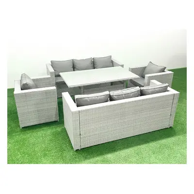 Fimous Rattan Garden Furniture Set Outdoor Seater Patio Dinin g Sofa Sets with Dining Table Chai