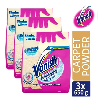 3 x Vanish Carpet Cleaner + Upholstery, Power Powder, Large Area Cleaning, g