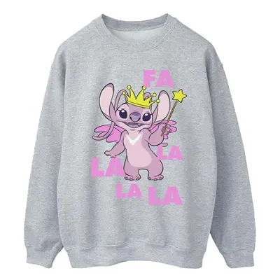 (3XL, Sports Grey) Disney Mens Lilo & Stitch Angel Fa La La Sweatshirt