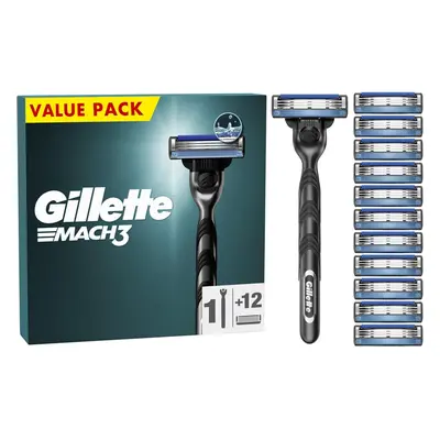 Gillette Mach3 Men's Razor + Razor Blade Refills, Blades for a Smooth Shave, Fits All Mach3 Hand