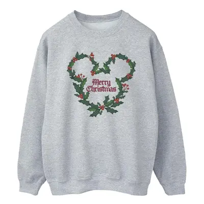 (XXL, Sports Grey) Disney Mens Mickey Mouse Merry Christmas Holly Sweatshirt