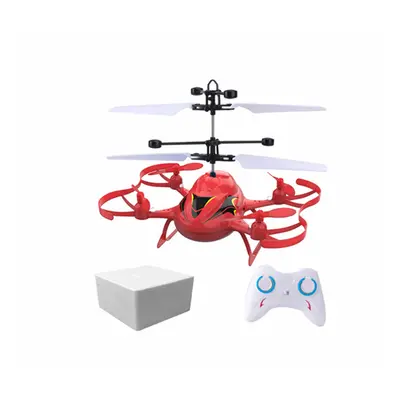 (Red, BNF) Mini 4CH RC Helicopter With LED Light Gesture Sensing Hovering Induction Children Gif