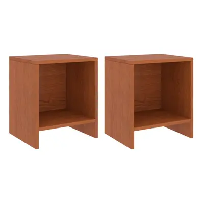 vidaXL 2x Solid Pinewood Bedside Cabinets Honey Brown cm Wooden Side Table