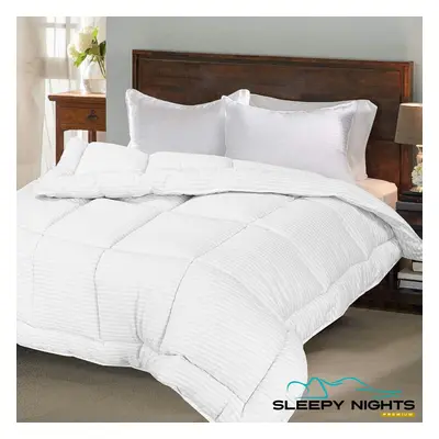 (King 4.5 Tog) SleepyNights Hotel Collection Satin Stripe Cotton Rich Duvet - 4.5 TOG