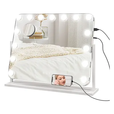 HOMCOM Hollywood Dimmable Lighted Makeup Mirror with Magnifier, USB Port