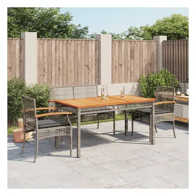 vidaXL Piece Patio Dining Set with Cushions Gray Poly Rattan