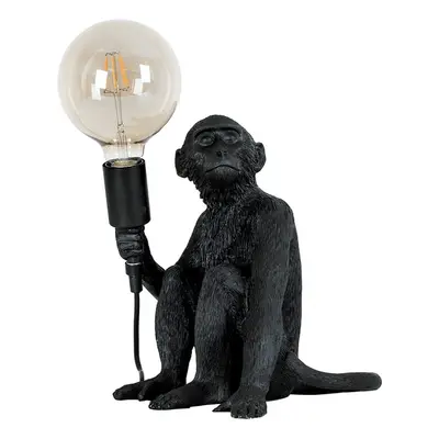 Modern Black Painted Monkey Design Table Lamp - Complete with a 6w LED Filament Globe Bulb [2700