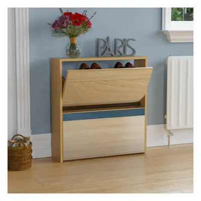 (Oak) Welham Drawer Shoe Cabinet Mirror Tall Storage