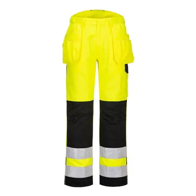 (48R, Yellow/Black) Portwest Mens PW2 Hi-Vis Holster Pocket Trousers