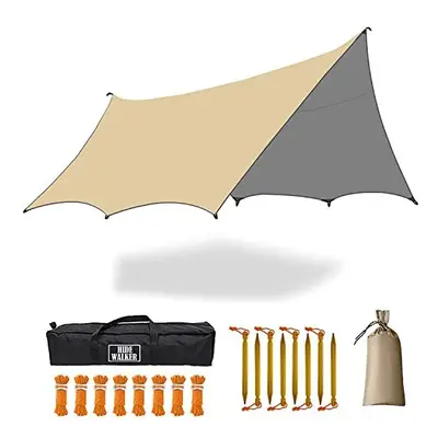 5m X 5m Large Camping Tarps Waterproof Hammock Rain Fly Multipurpose Hexagon Tarpaulin Shelter T