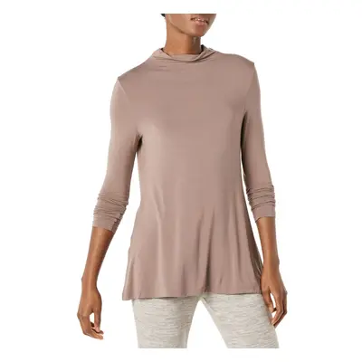 Women's Jersey Long-Sleeve Mock Neck Swing Tunic (Previously Daily Ritual), Dark Taupe, X-Small