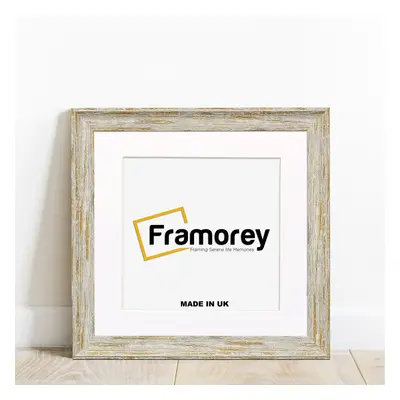 (White With White Mount, 50x50CM Pic (60x60CM Frame)) Square Size White Picture Frame / Vintage 