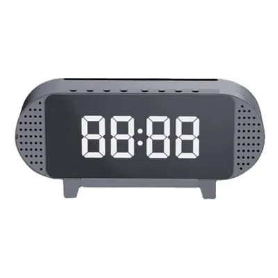 (Grey) Mini Mirror Bluetooth Acoustic Alarm Clock LED Wireless Portable Music Player Alarm Clock