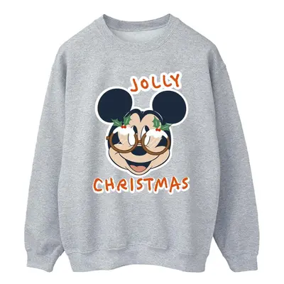 (XXL, Sports Grey) Disney Mens Mickey Mouse Jolly Christmas Glasses Sweatshirt