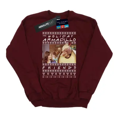 (S, Burgundy) Friends Mens Fair Isle Holiday Armadillo Sweatshirt