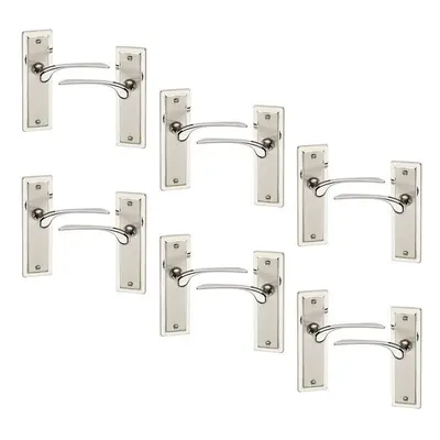 (6x Satin Nickel Plain) Como Dual Metal Lever Door Handles Set of 4/6