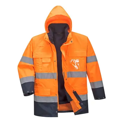 (S, Orange/Navy) Portwest Mens S162 In Lite Hi-Vis Jacket