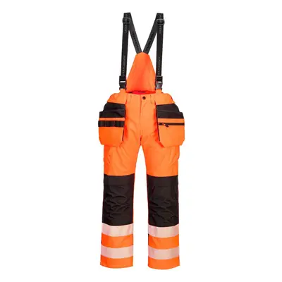 (34R, Orange/Black) Portwest Mens PW3 Waterproof Hi-Vis Safety Bib And Brace Trouser