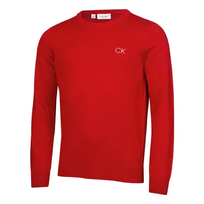 (L, Red) Calvin Klein Mens Round Neck Tour Durable Soft Golf Sweater