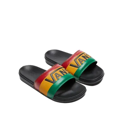 (US 6) Vans La Costa Slide On Slides Flip Flops Bob Marley Reggae - Rasta Black