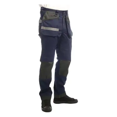 (30R, Navy Blue) Lee Cooper Mens Stretch Knee Pad Cargo Trousers