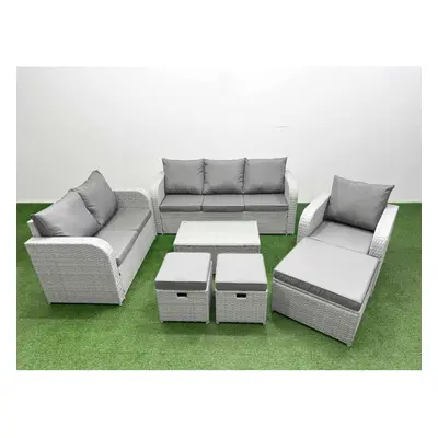 Fimous Patio PE Wicker Seater Outdoor Rattan Furniture Sofa Sets with Rectangular Coffee Table S