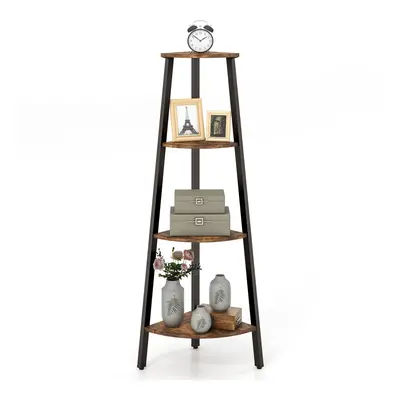 4-Tier Industrial Corner Ladder Shelf Freestanding Bookshelf Display Plant Rack