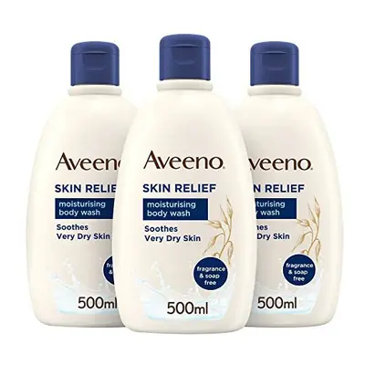 Aveeno Skin Relief Moisturising Body Wash Bundle, x 500ml, Brown