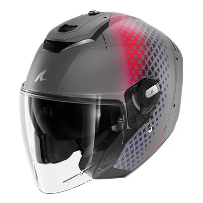 (XS) Shark RS Jet Open Face Helmet Stride Matt Silver / Purple / Blue