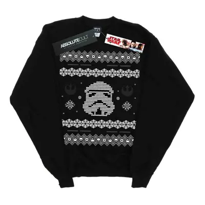 (L, Black) Star Wars Mens Stormtrooper Christmas Fair Isle Sweatshirt