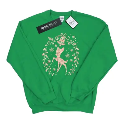 (XXL, Irish Green) Disney Mens Bambi Christmas Wreath Sweatshirt