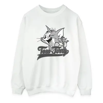 (XXL, White) Tom And Jerry Mens Greyscale Square Sweatshirt