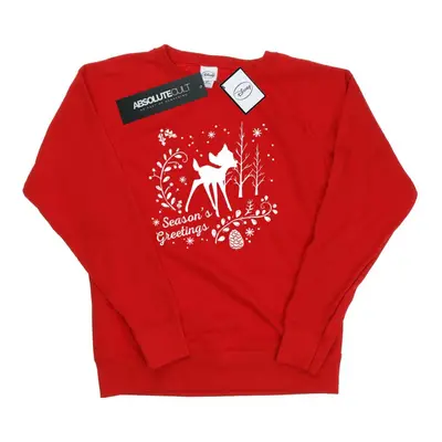 (L, Red) Disney Womens/Ladies Bambi Christmas Greetings Sweatshirt