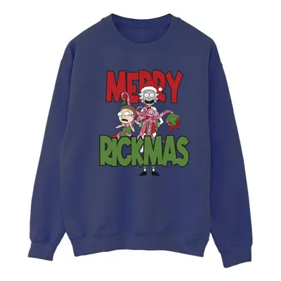 (M, Navy Blue) Rick And Morty Womens/Ladies Merry Rickmas Sweatshirt