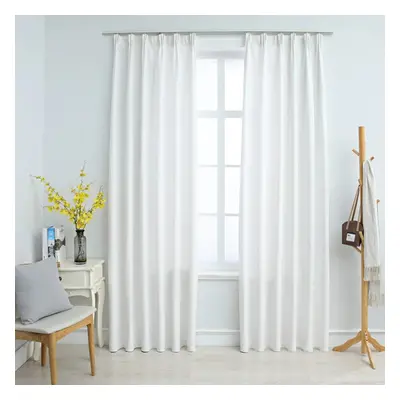 vidaXL 2x Blackout Curtains with Hooks Off White 140x245cm Drapery Blinds