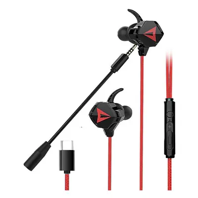 (Red, Type-C) Gaming Headset Phone PC Earphone Wired Earpiece with mic Volume Control Stereo Noi