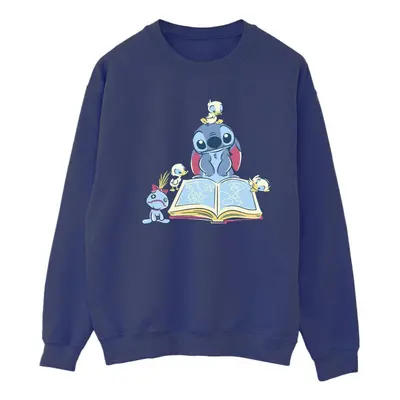 (XXL, Navy Blue) Disney Womens/Ladies Lilo & Stitch Reading A Book Sweatshirt