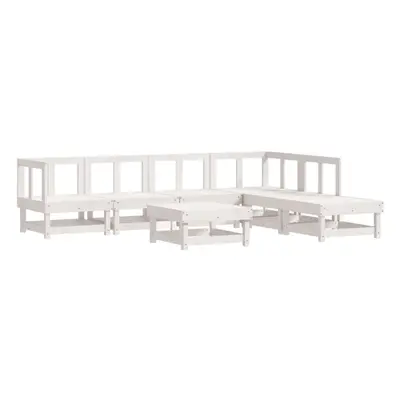 (white) vidaXL Garden Lounge Set Outdoor Modular Sofa Set Piece Solid Wood Pine