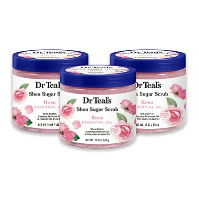 Dr Teal's Shea Sugar Body Scrub, Rose with Essential Oil, oz (Pack