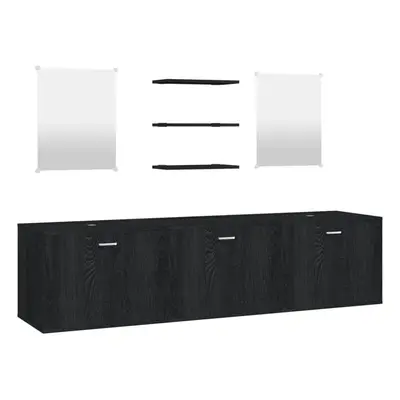 (black) vidaXL Piece Bathroom Furniture Set Black Engineered Wood